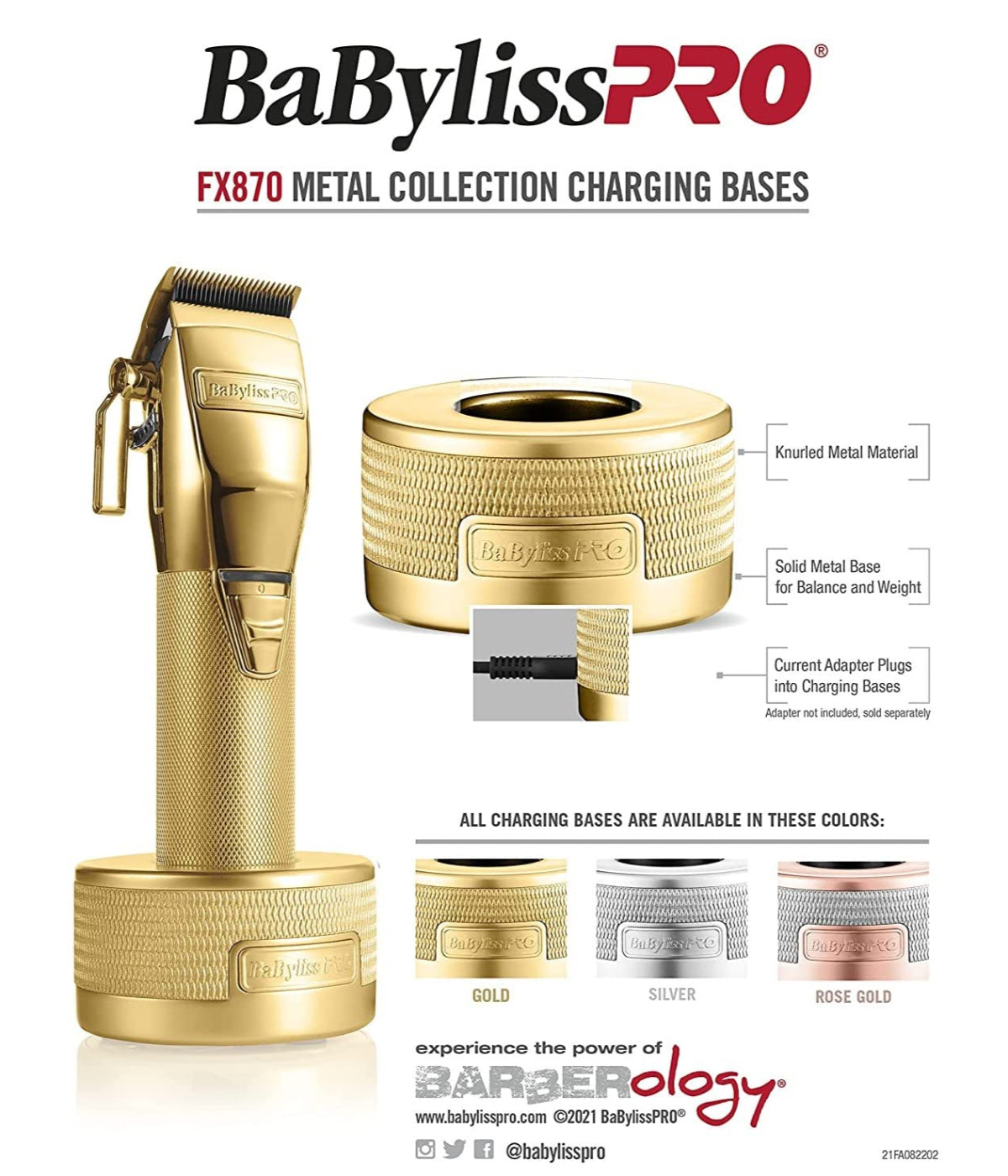 BaBylissPRO Metal Clipper Gold Charging Base for FX870 Clipper