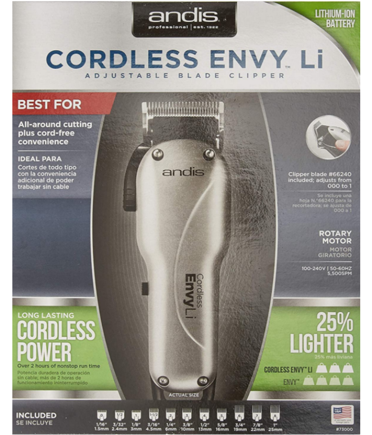 andis pro cordless envy packaging