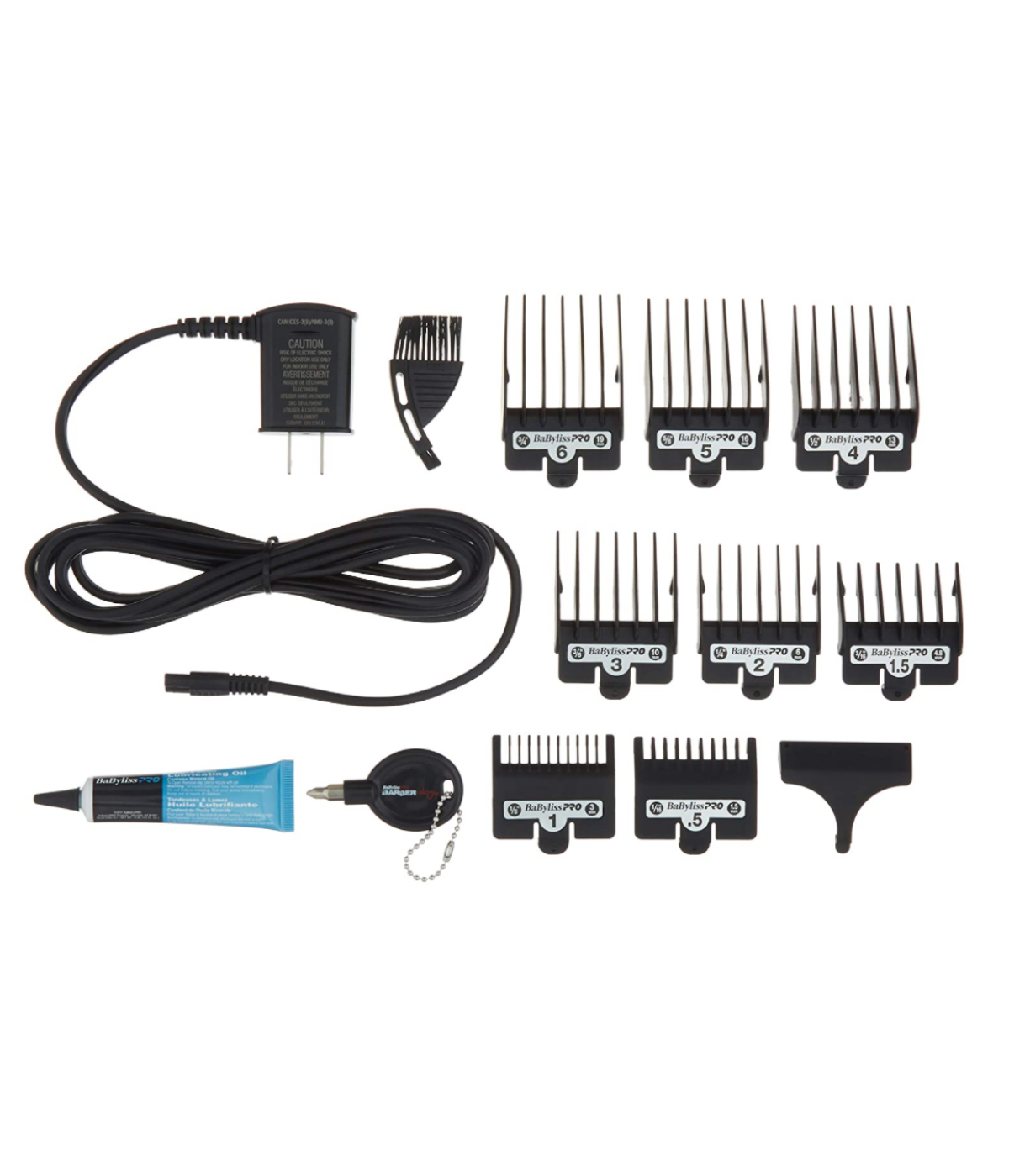 babylisspro silver fx clipper guides, guard, oil, brush, charger